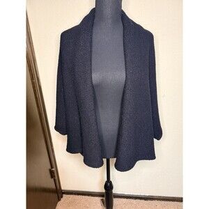 Babette Women’s Size XL 100% Wool Dolman Sleeve Cardigan Cape Sweater Black EUC